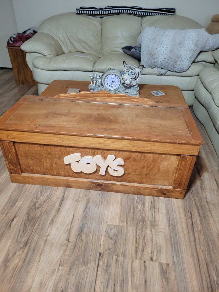 Wooden Kids Toy Box with Hinged Lid