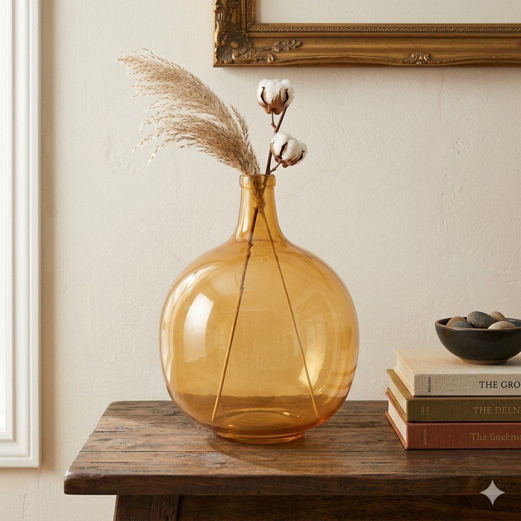 Mustard Glass Balloon Bottle Vase