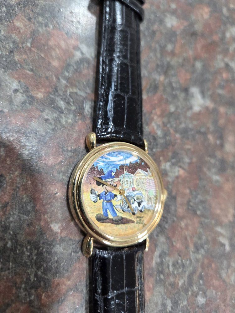 Vintage Disney Mickey Mouse Police Officer Watch with Case