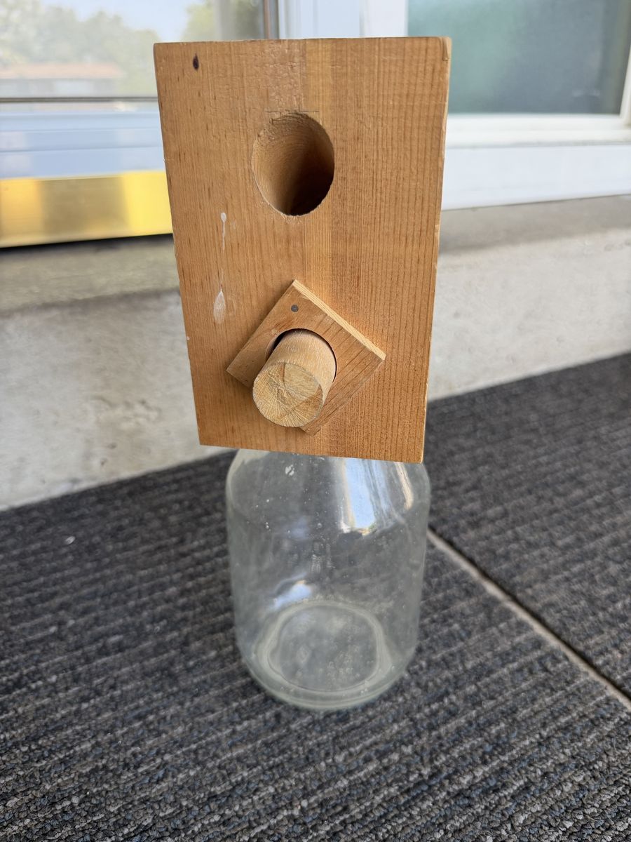 Handmade Wooden Carpenter Bee Trap with Glass Jar Collection