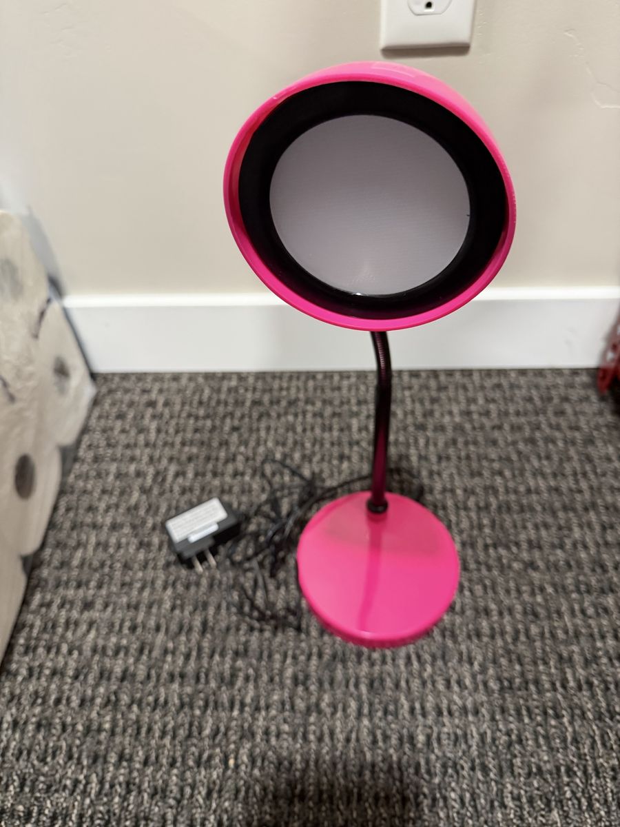 Pink Gooseneck Desk Lamp with Power Adapter