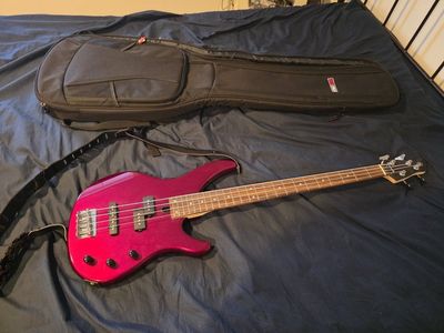 Yamaha TRBX174 4-String Bass Guitar - Metallic Red with Gator Gig Bag, Excellent Condition