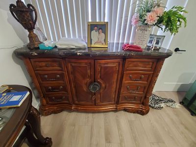 AICO Excelsior Dresser – Stone Top – High End Solid Wood w/ Mirror
