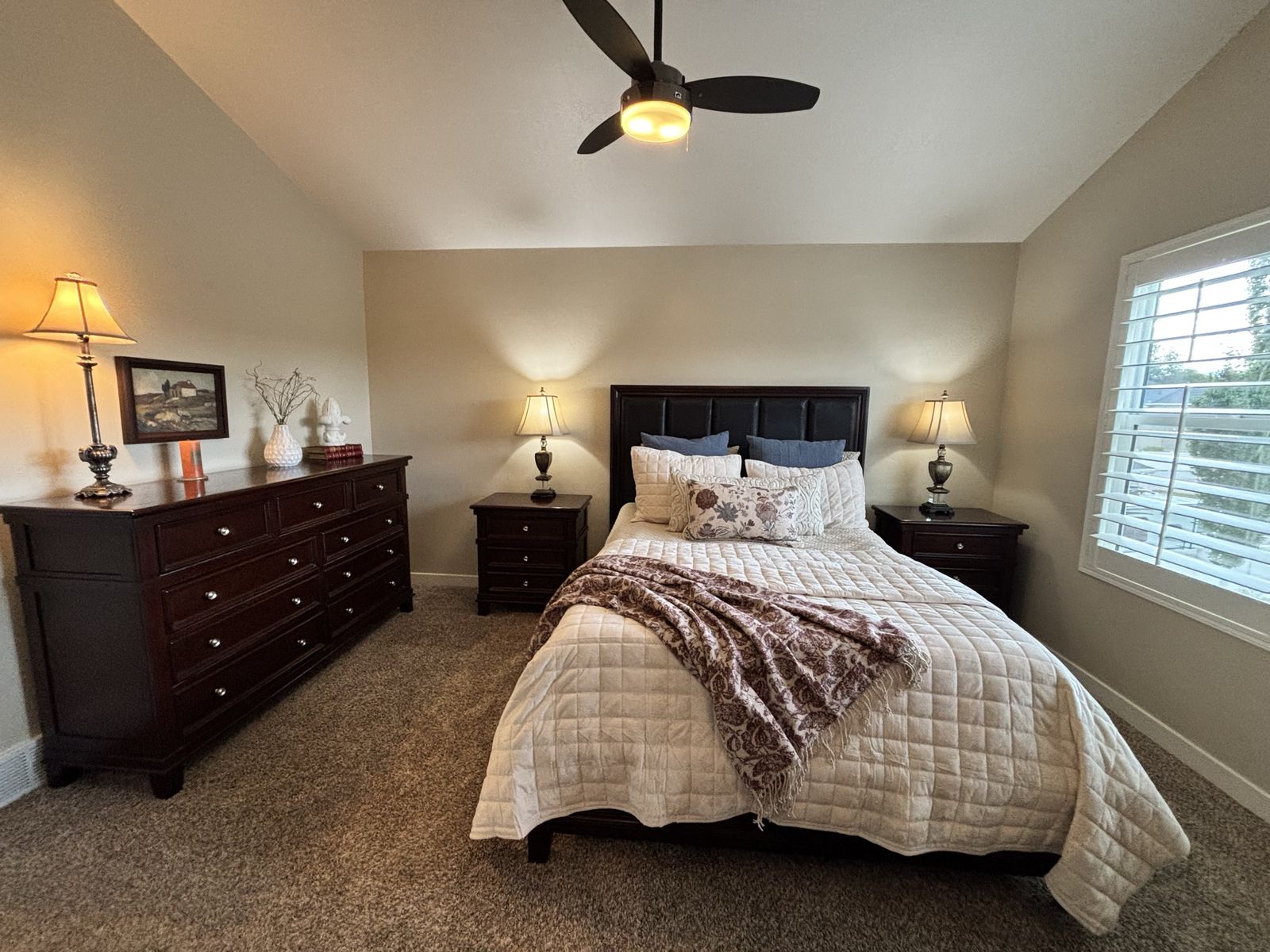 Bedroom Furniture- 5 pieces, queen bed, 2 nightstands, 2 dressers; Traditional Style, Good Used Condition