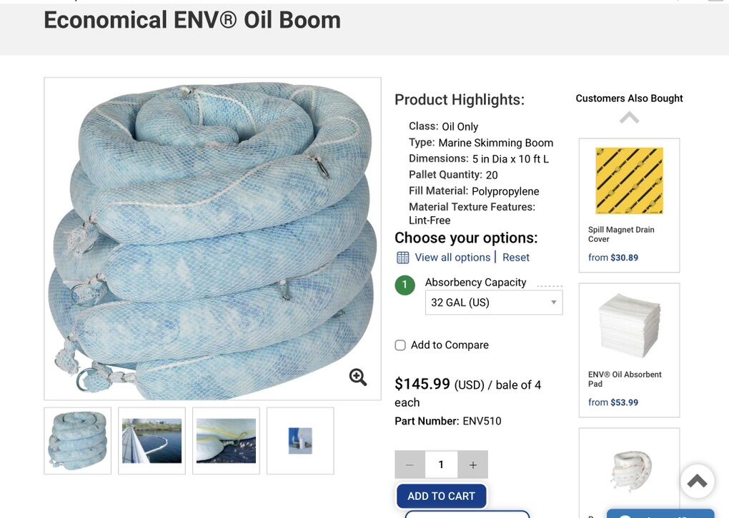 Economical ENV® Oil Boom ENV510 4/BL