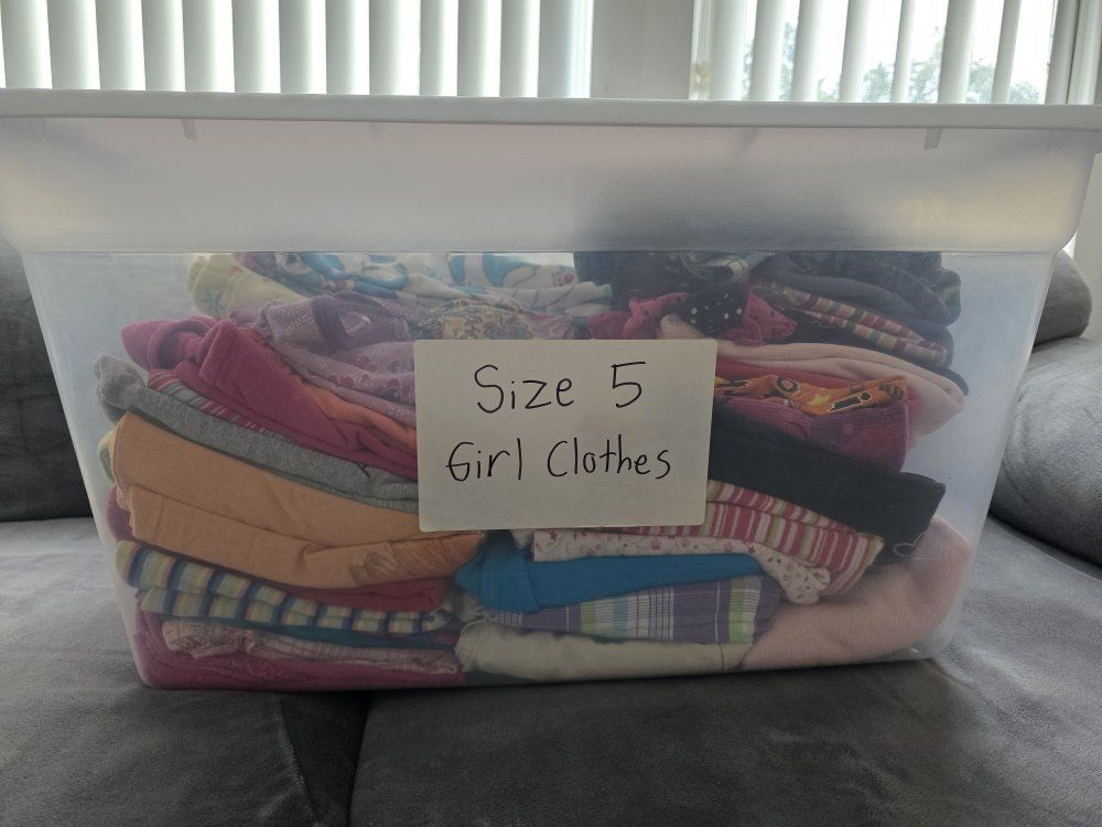 Tote of Size 5 Girl Clothes