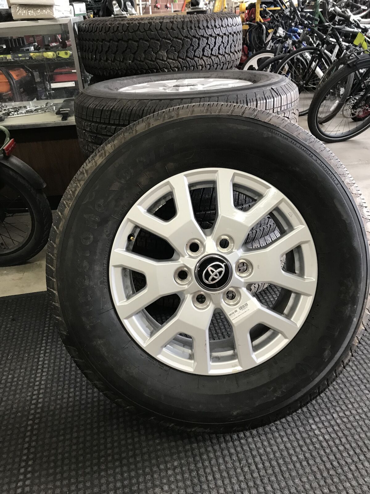 set-4 Firestone HLT 245/70/17 tires LESS THAN 50 MILES ON THEM!!!! on Toyota wheels