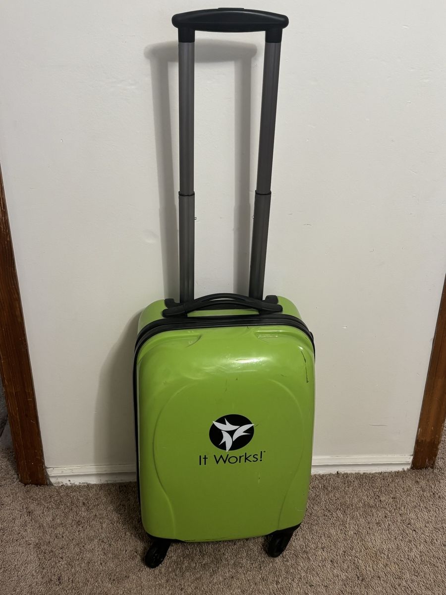 It Works! Green Hard Shell Rolling Carry-On Suitcase Luggage