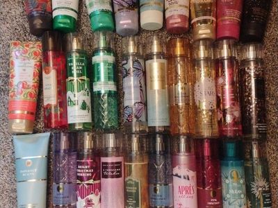 FUNDRAISER-Bath & Body Works Large Lot: 11 Body Creams/Lotions & 18 Fine Fragrance Mists (Mixed Scents)