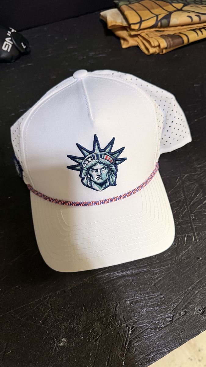 Red White Blue White Liberty Golf Hat and matching ball marker
