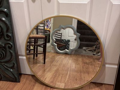 Gold 28” round mirror