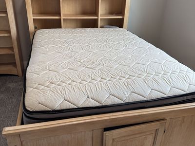Full Bed with Storage Drawers, Desk with Hutch and Bookcase