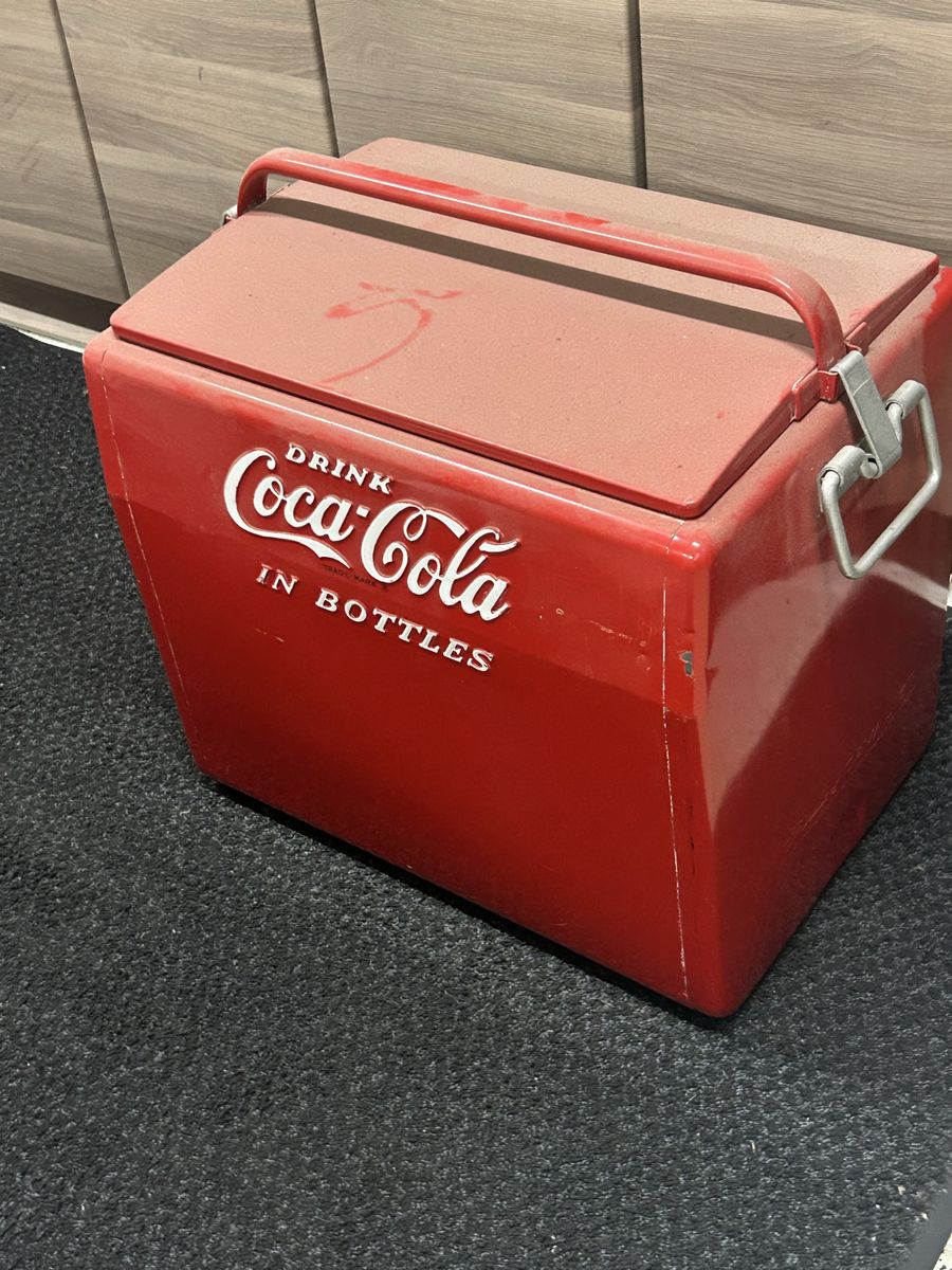 Vintage Coca-Cola Metal Cooler Drink in Bottles Red Ice Chest