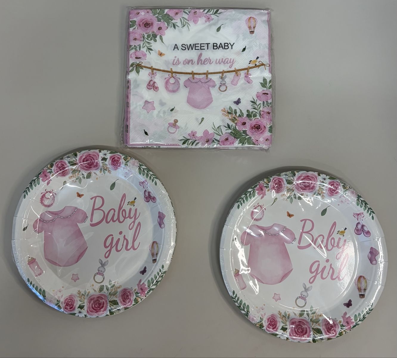 Baby Girl Baby Shower Plates & Napkins