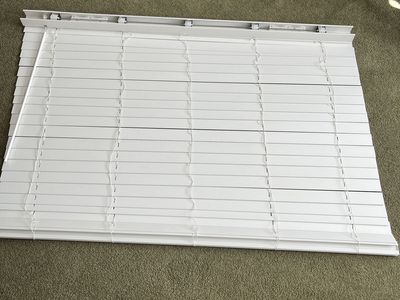 Two 2 Wide White Faux Wood Blinds