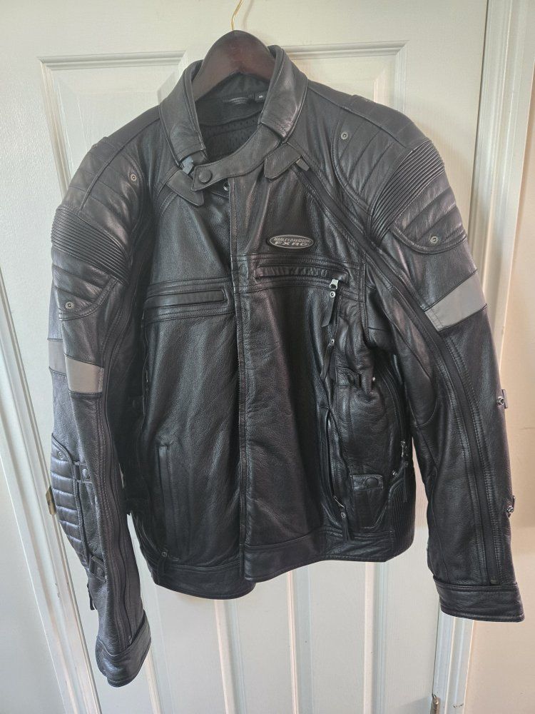 Harley-Davidson FXRG Men's Black Leather Motorcycle Jacket XL with Removable Liner