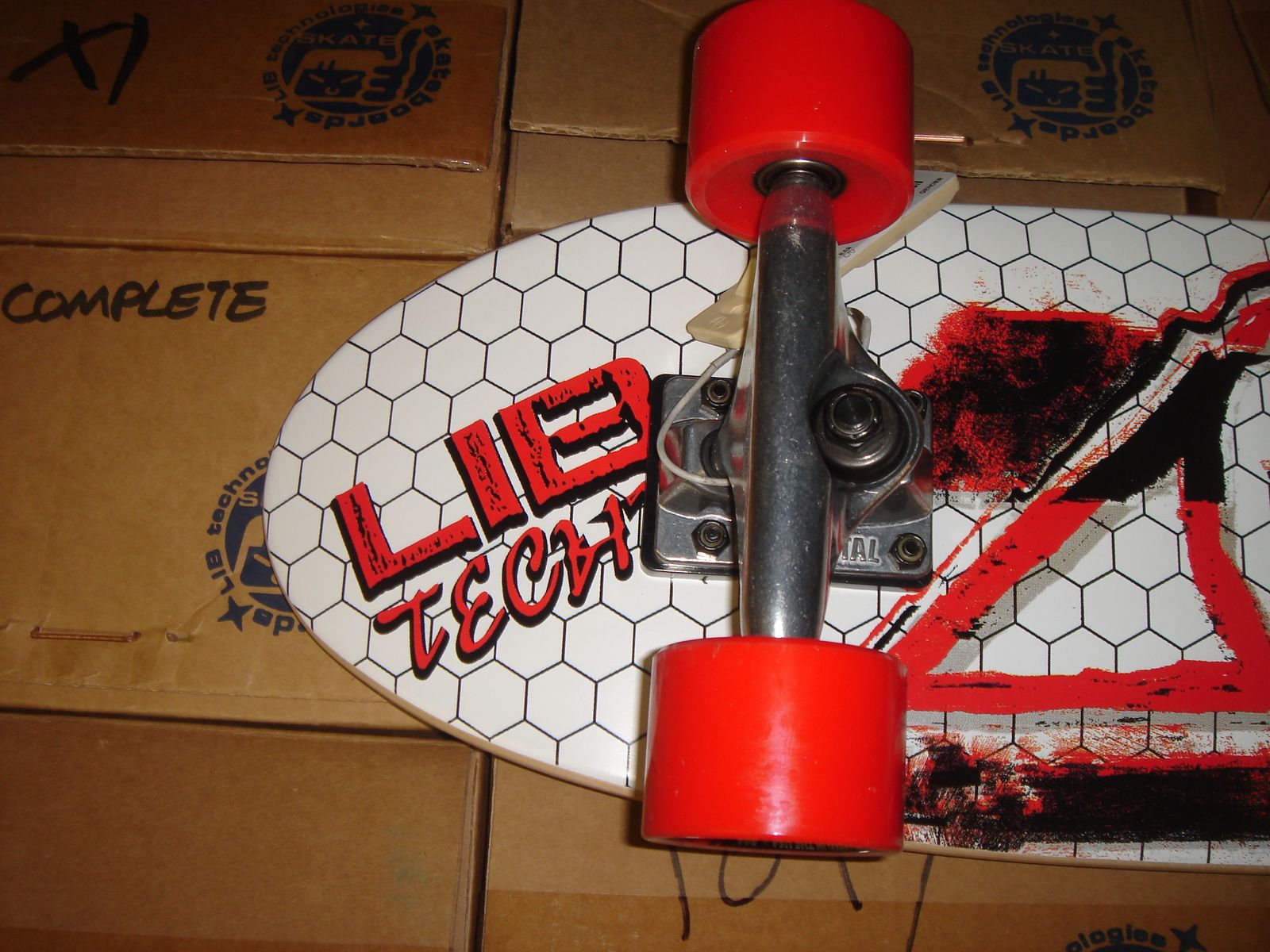 RARE LIB TECH SKATEBOARD WITH BENT METAL TRUCKS AND LIB TECH WHEELS