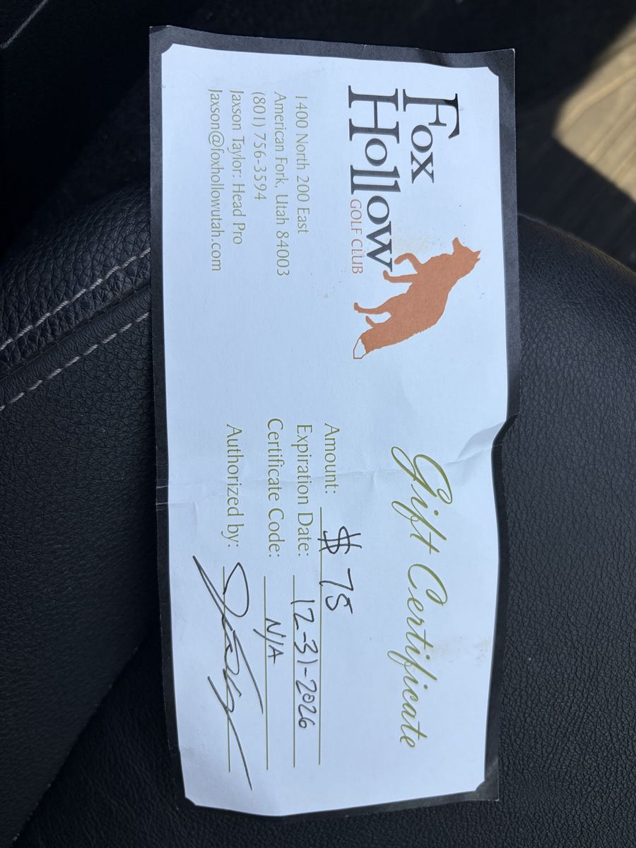 Fox Hollow Golf Club $75 Gift Certificate for $60 cash