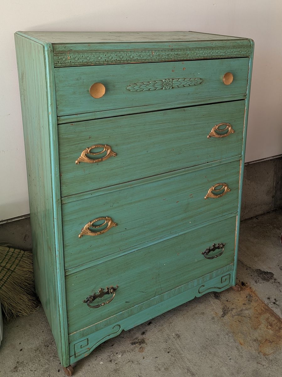 Painted Mid-century Solid Wood Chest of Drawers