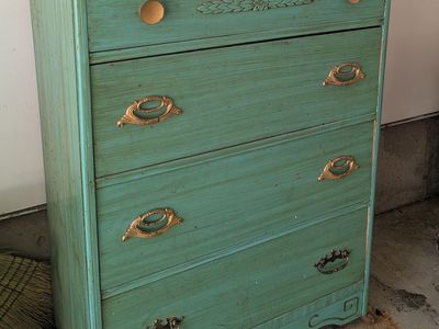 Painted Mid-century Solid Wood Chest of Drawers
