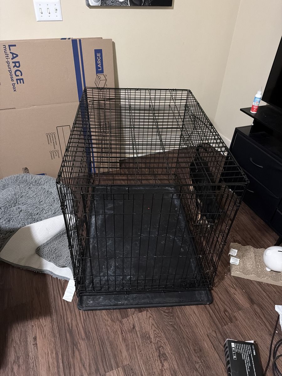 Large Black Wire Dog Crate with Tray