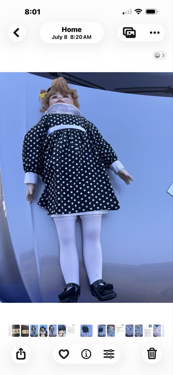 Kaye Wiggs Porcelain Doll K-3-10, White & Black Polka Dot Dress, White Tights, Black Shoes limited edition 373/2500