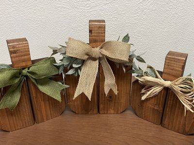 Handmade Rustic Wood Pumpkins — Choose Your Size & Bow