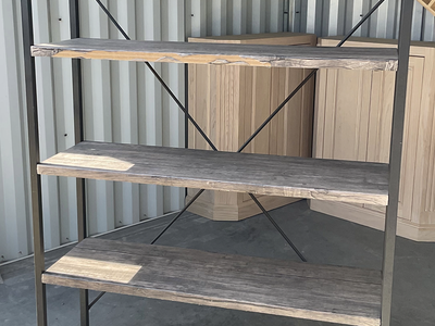 Industrial 5-Tier Bookshelf - Metal Frame & Gray Wood Grain Shelves
