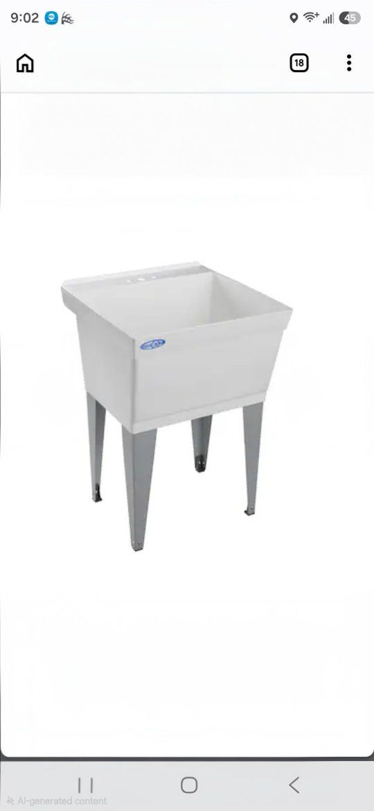White Utility Tub with Legs,  Sink