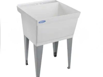 White Utility Tub with Legs, Sink