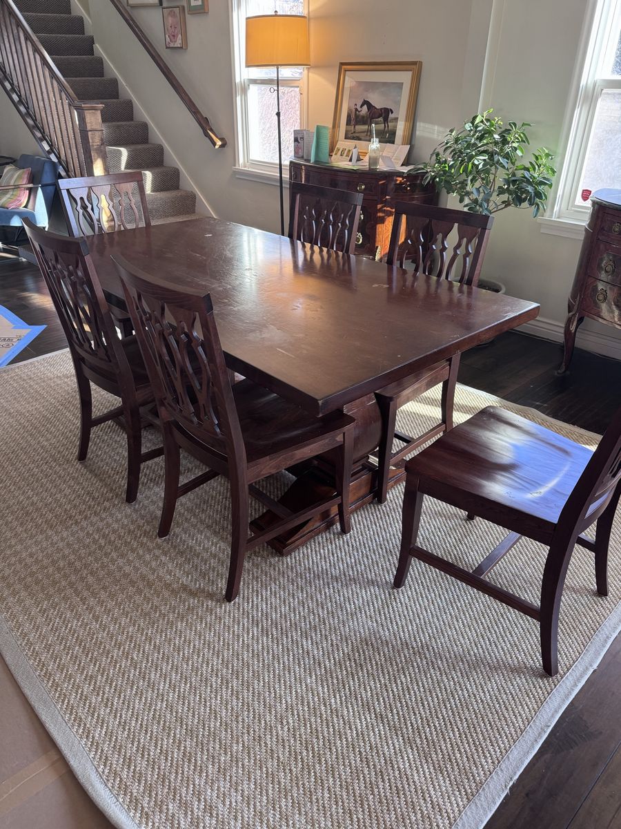 Pottery Barn Trestle Table & 6 Chairs