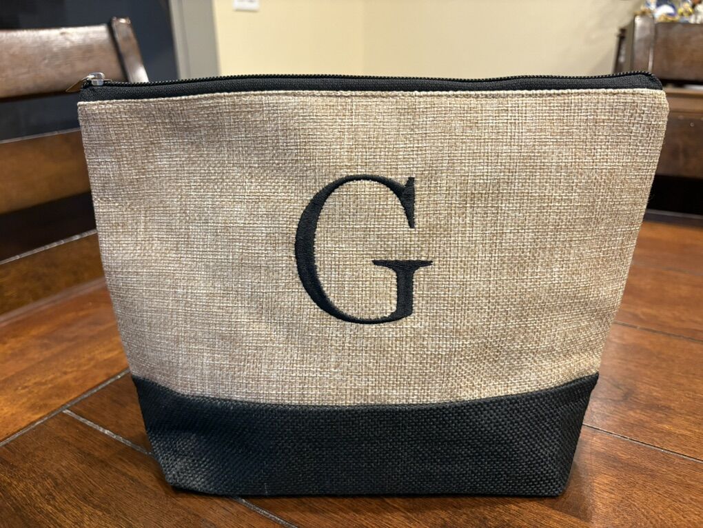 Jute Makeup Bag initial G Like New