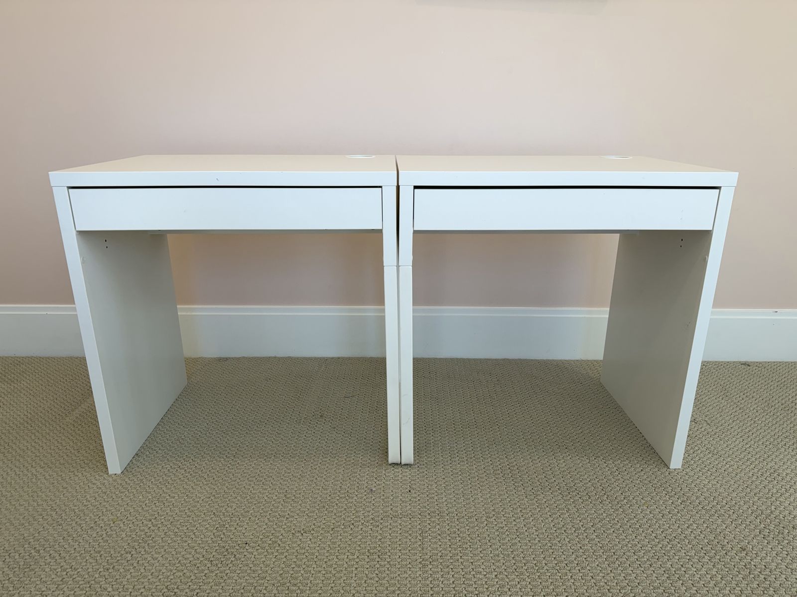 Pair of White IKEA Desks with Drawers - $100 for all 3