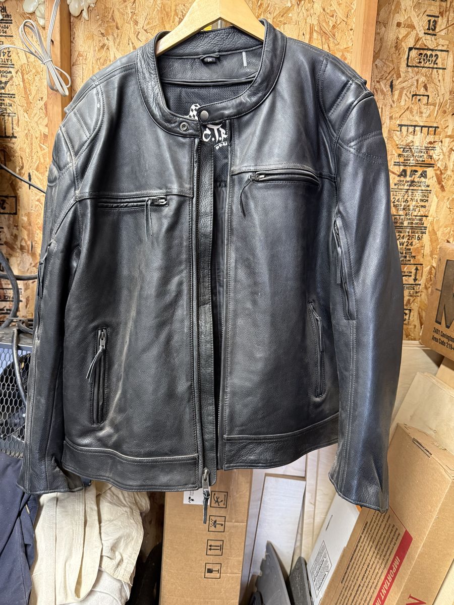 Motorcycle Leather Jacket, Vest and Chaps.