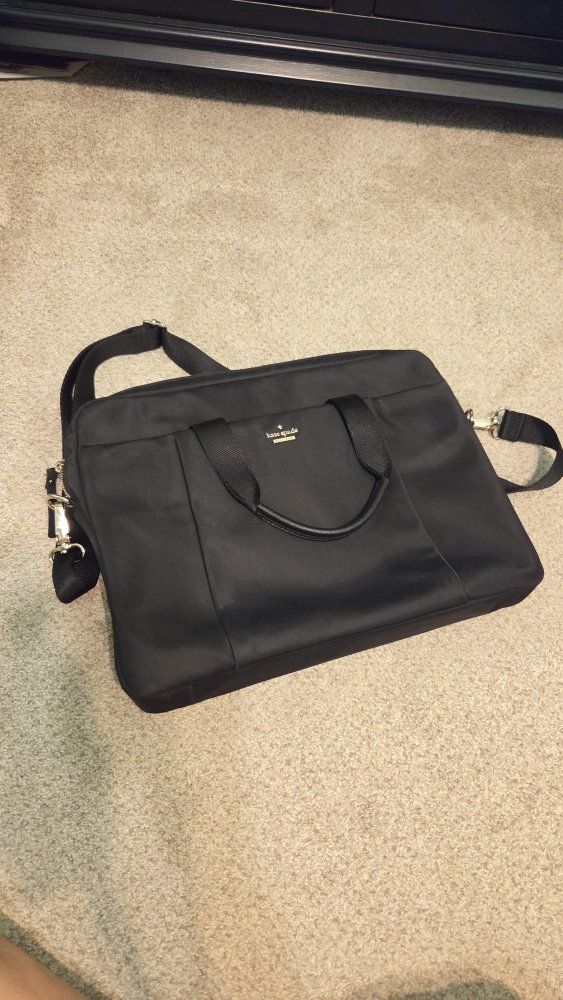 Kate Spade New York Black Nylon Laptop Bag Briefcase with Strap