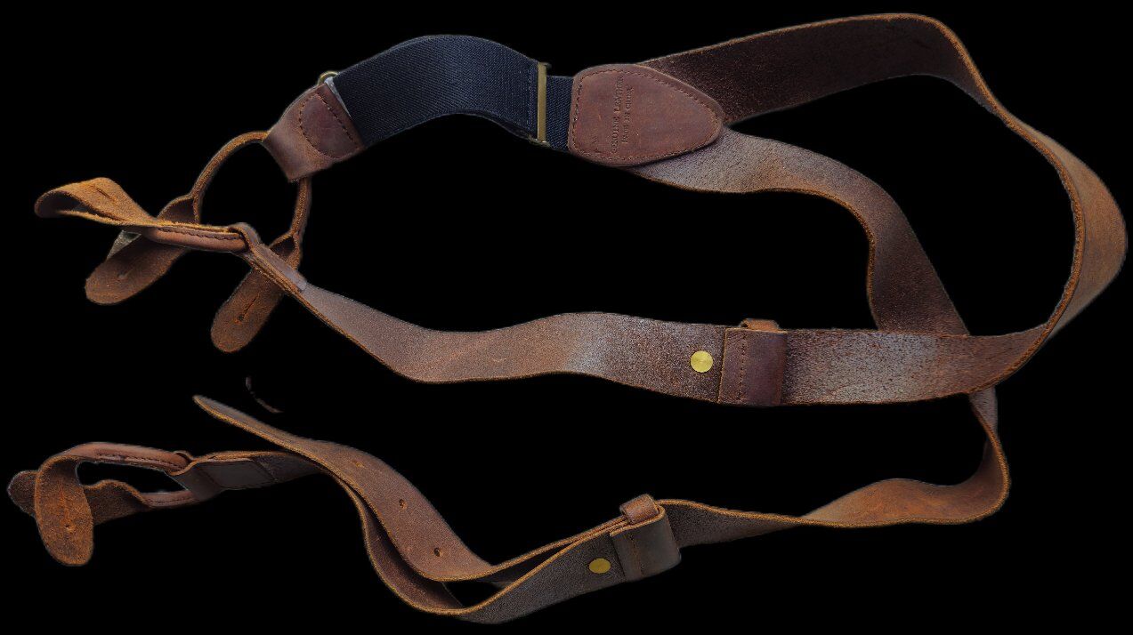 Latigo Leather ADJUSTABLE Suspenders-Brass Finding