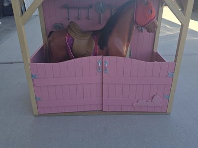 Our Generation Saddle Up Stables & Morgan Horse Doll Playset - Pink Wood Toy Barn