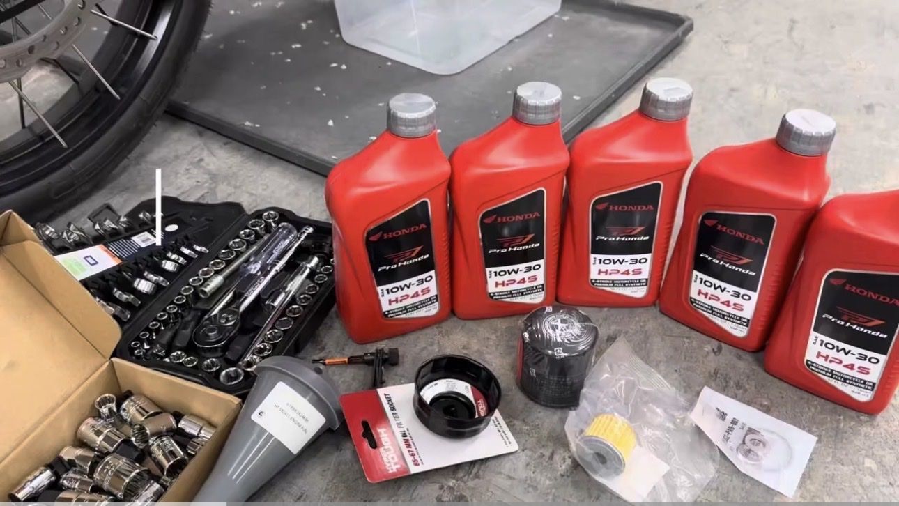 Motorcycle oil change chain cleaning bike