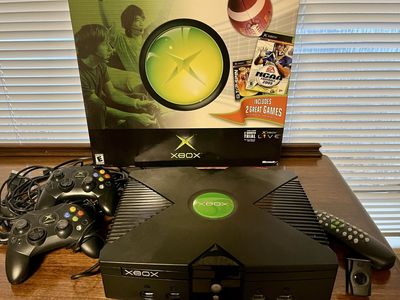 Original Microsoft Xbox Console Bundle with Box, 2 Controllers & DVD Remote