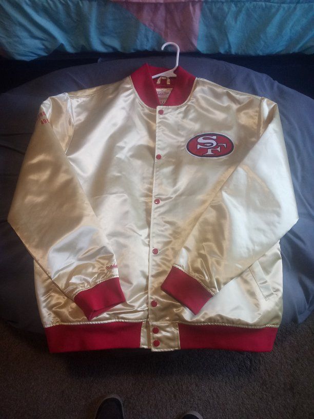 Mitchell & Ness San Francisco 49ers Throwbacks NFL Satin Jacket Men's 2XL Gold/Red