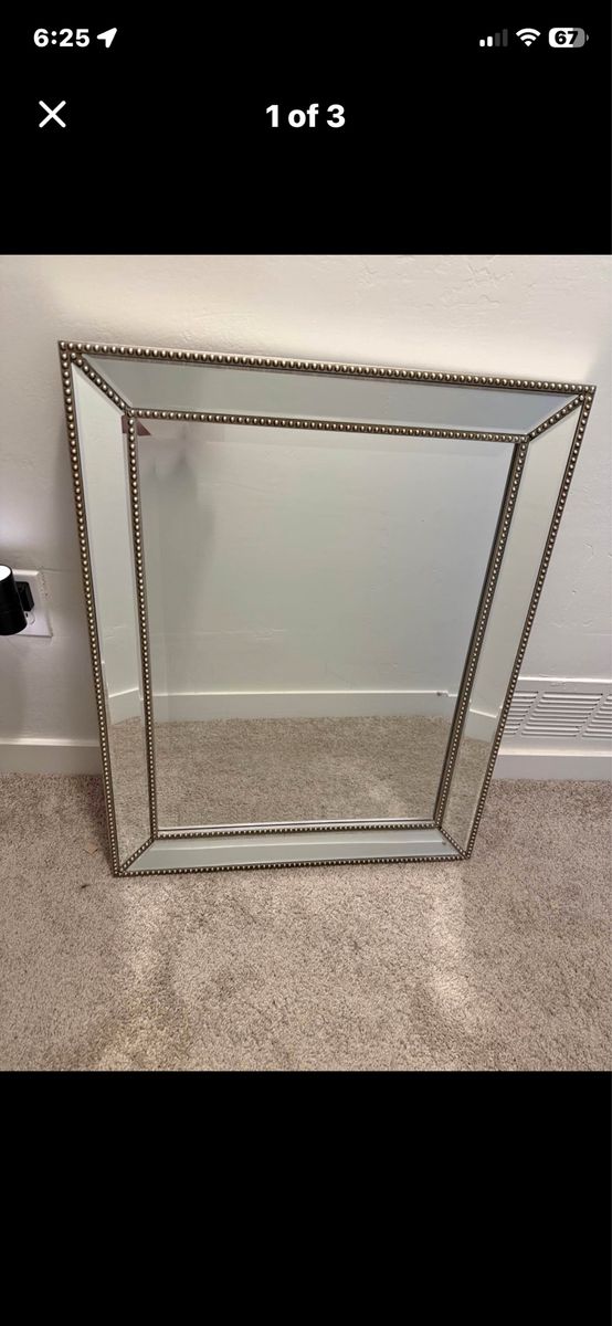 2 Beaded Beveled Edge Wall Mirror