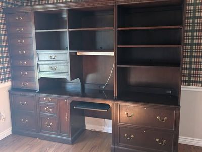 Executive Home Office Wall Unit / Computer Desk with Storage – 103.5" W × 81.5" H x 21D