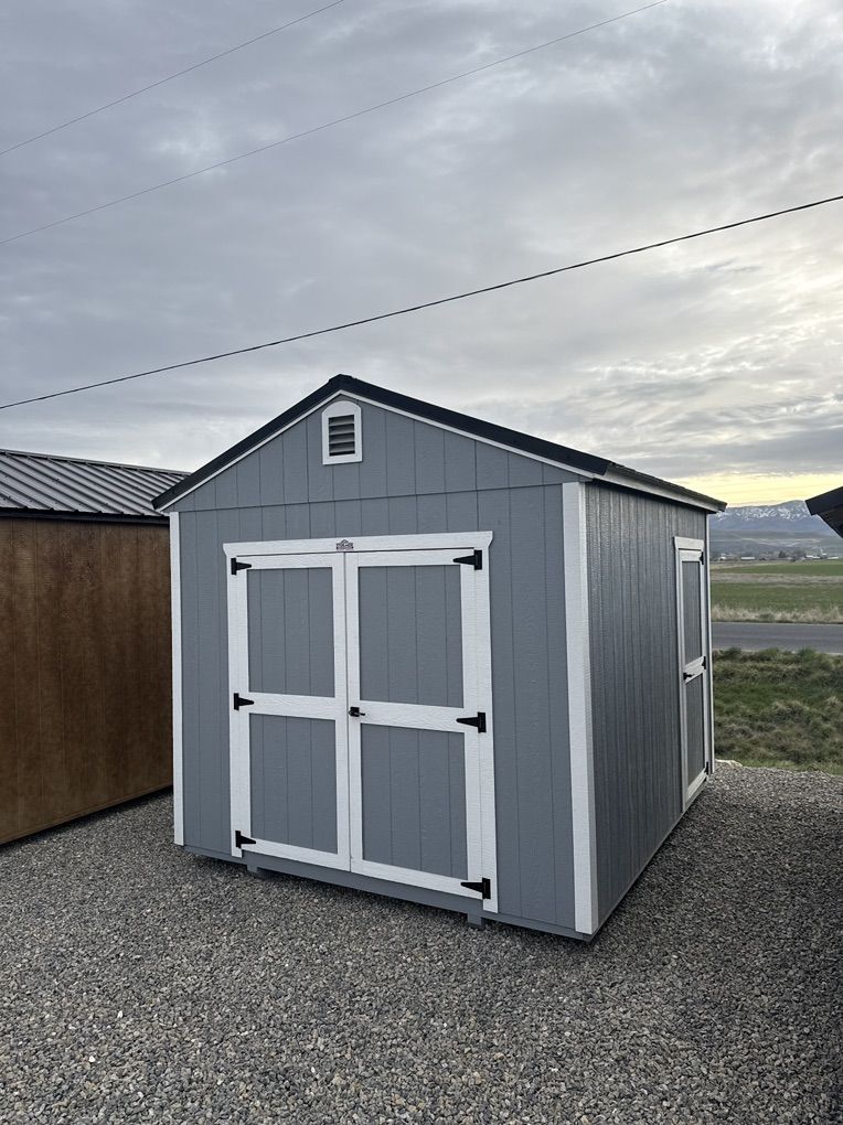 10×12 Utility Shed Gray/White