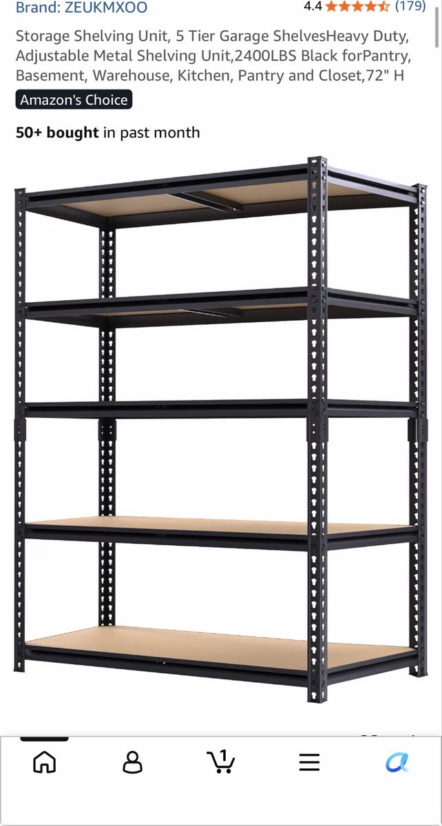 2 Heavy Duty 5-Tier Metal Storage Shelves – Adjustable Garage Shelving (New In Box)