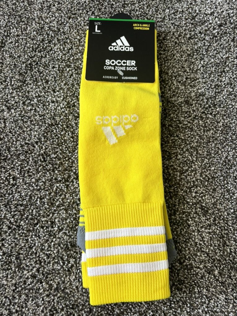 NEW! Adidas Yellow Soccer Socks- Size Large