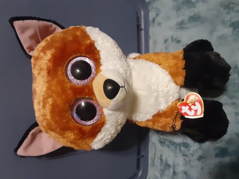 ty beanie boo large 15in fox plush toy