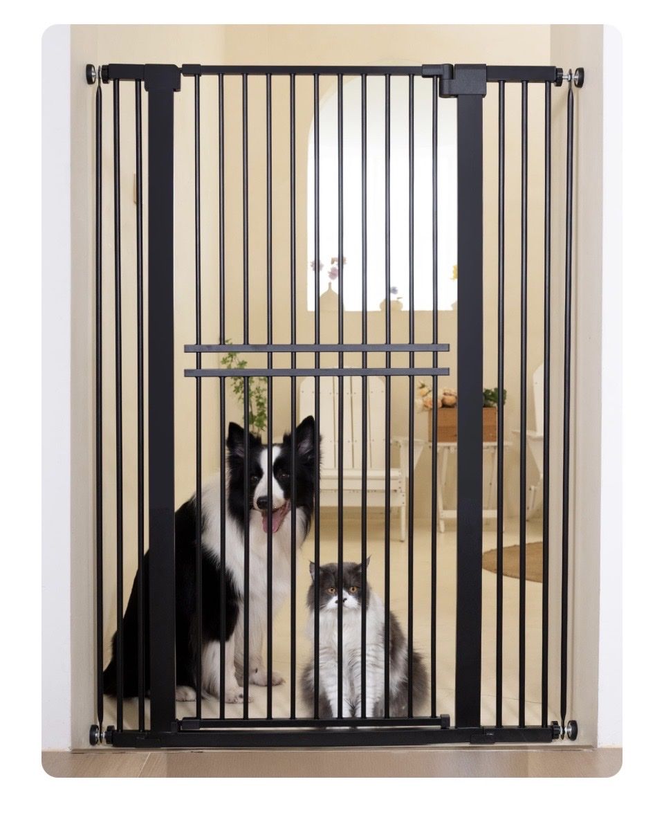 No Pawblems Extra Tall & Wide Pet Gate - Black, New in Box, Pressure Mount