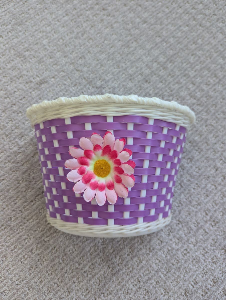 Girls purple flower bike basket (no hardware)