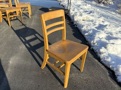 Vintage wooden library chairs, mid century, desk, school Solid wood, maple wood