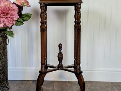 Vintage Marble Top Accent Table / Elegant Side Table / Plant Stand